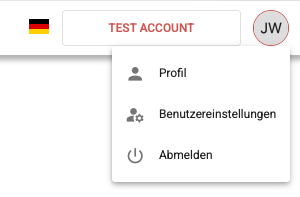 Benutzereinstellungen über das Menü oben rechts öffnen