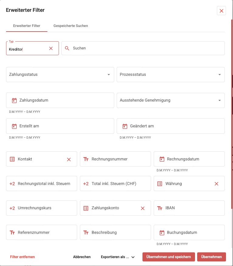 Erweiterter Filterbereich